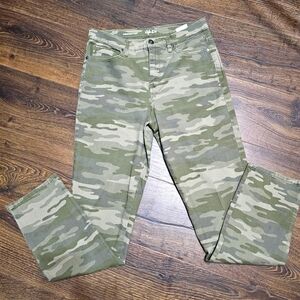 Style & Co Womens Army Green High Rise Camouflage Straight Leg Jeans Size 10